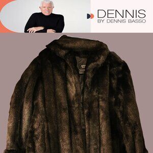 Dennis Basso Black Faux Fur Coat Large Timeless Elegance, NWOT,Winter Must-Have!